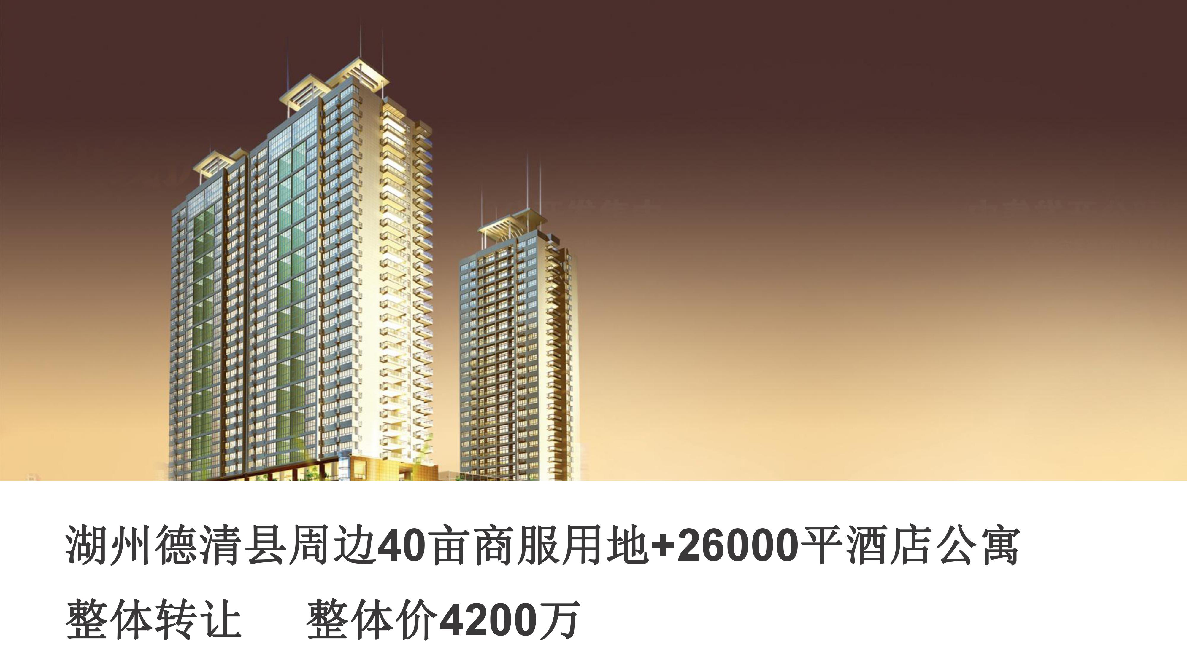G1602 湖州德清縣周邊40畝商服用地+26000平酒店公寓整體轉(zhuǎn)讓     整體價(jià)4200萬
